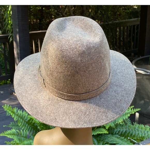 Vtg De Sind 100% Wool Felt Wide Brim Hat Beige Tan Neutral Boho Size M main image 10